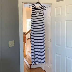 Navy/White Stripe Maternity Maxi Dress